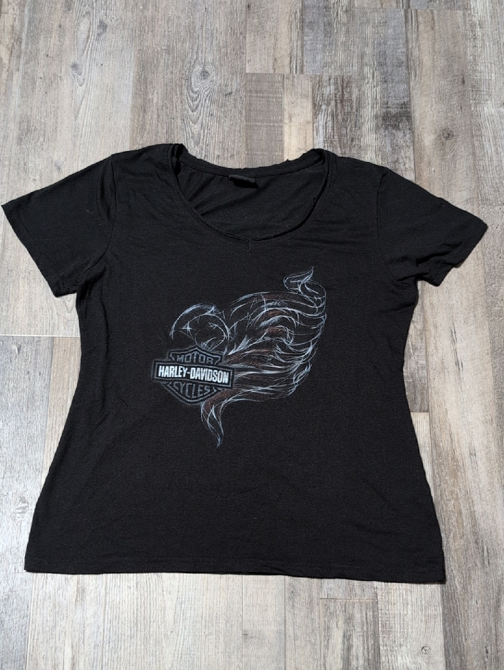 Harley-Davidson Women's Black Graphic Scoop Neck Tee